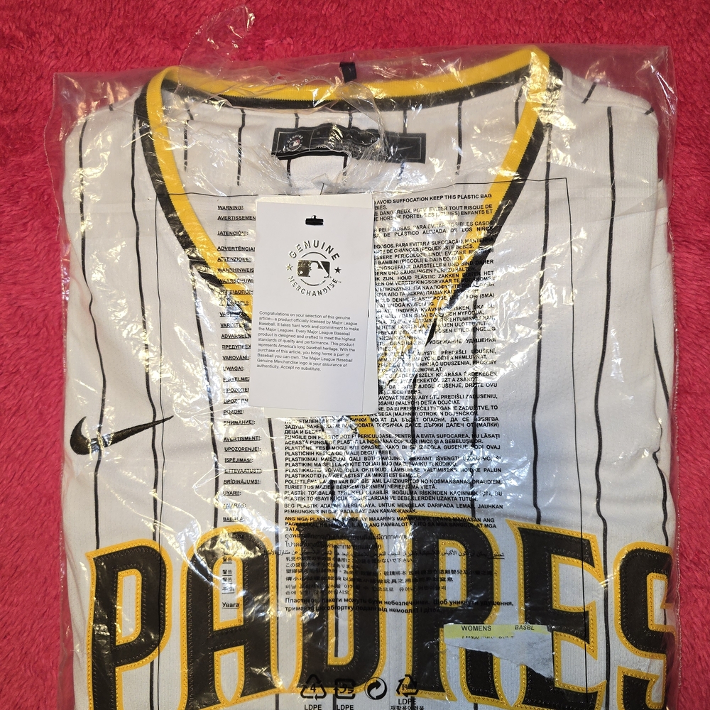 Nike Padres White Jersey with Black and Yellow Details